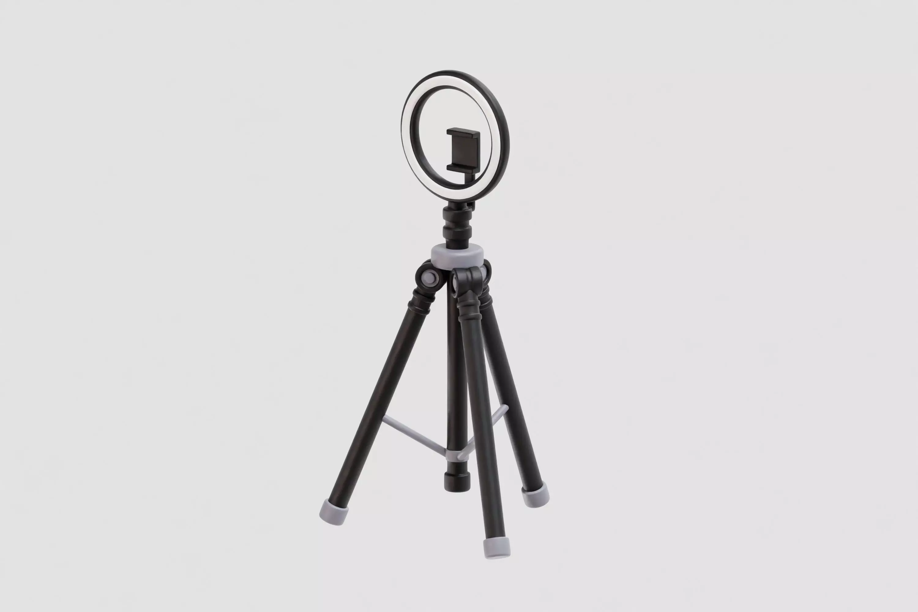 Selfie Ring Light with Tripod Stand and Phone Holder Low-poly 3D model_1