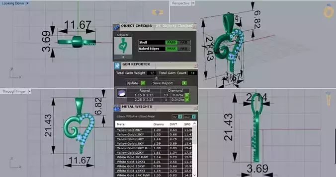 White Gold Heart Pendant with Red Ruby Stones Model jp0304
