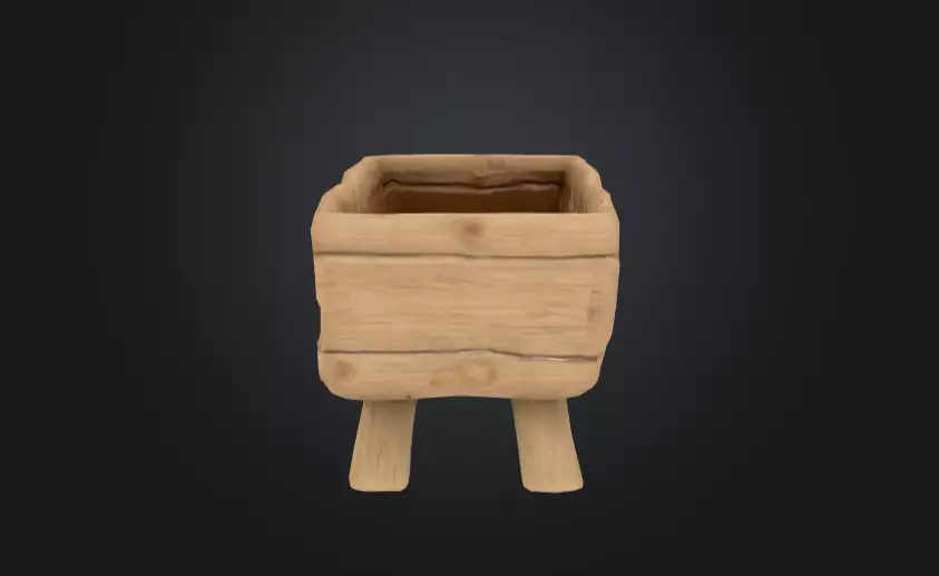 Rustic Wooden Feeding Low-poly 3D model_3
