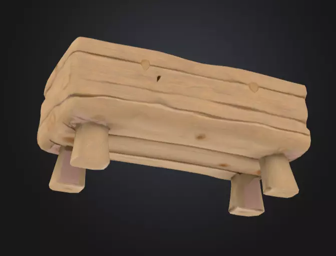 Rustic Wooden Feeding Low-poly 3D model_10