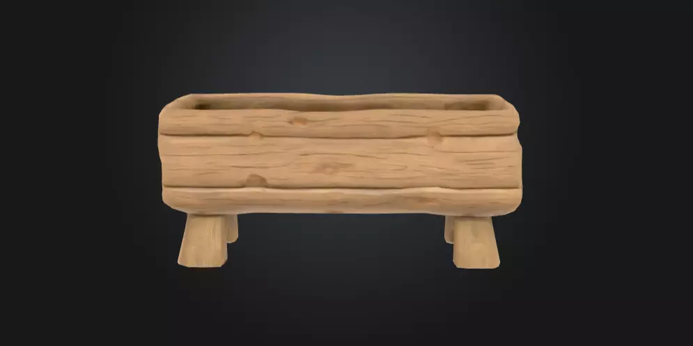 Rustic Wooden Feeding Low-poly 3D model_1