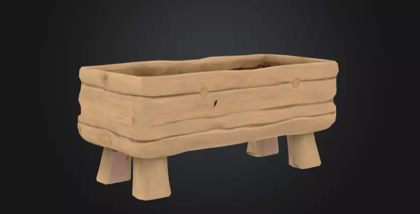 Rustic Wooden Feeding Low-poly 3D model_4