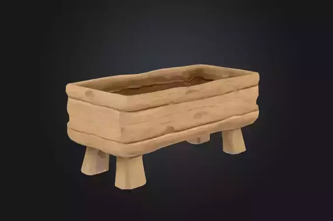 Rustic Wooden Feeding Low-poly 3D model