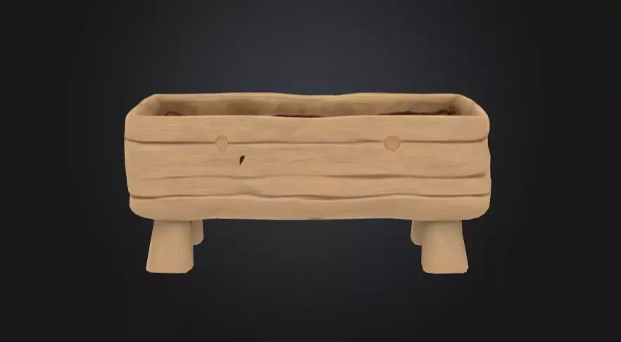 Rustic Wooden Feeding Low-poly 3D model_5