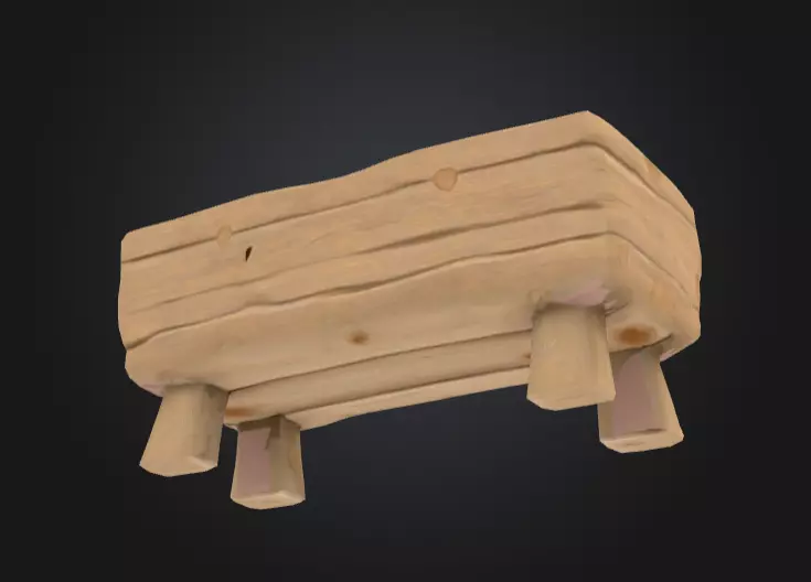 Rustic Wooden Feeding Low-poly 3D model_9