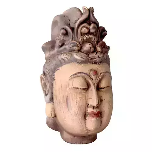 Antique Wood Quan Yin Head