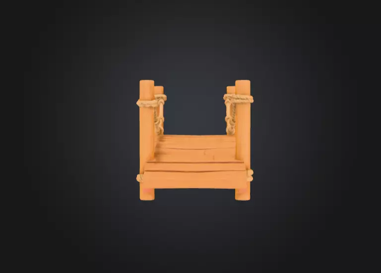 Cartoon Rope Wood Bridge Low-poly 3D model_5
