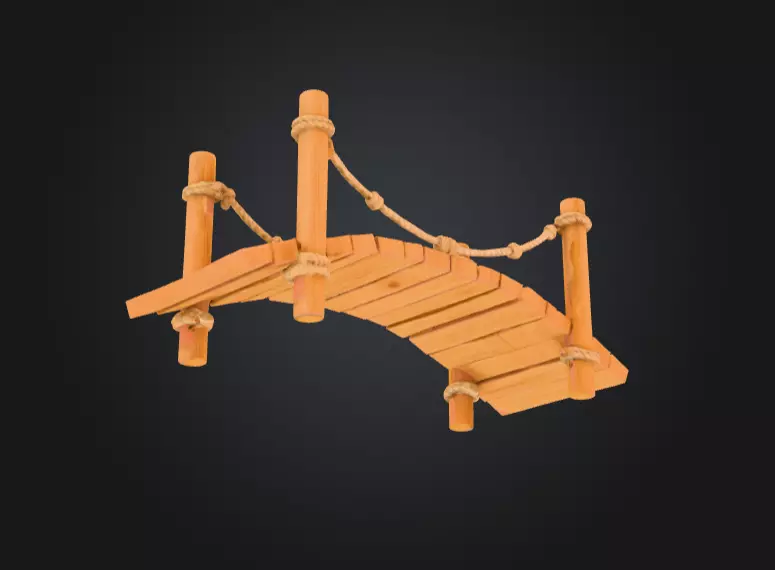 Cartoon Rope Wood Bridge Low-poly 3D model_11