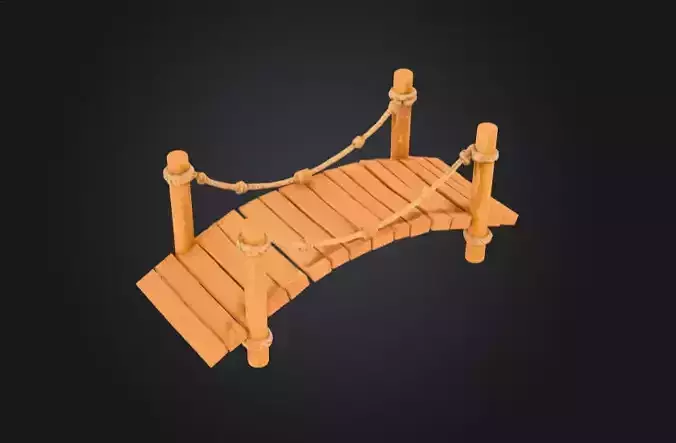 Cartoon Rope Wood Bridge Low-poly 3D model