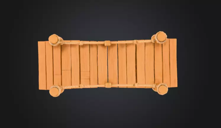 Cartoon Rope Wood Bridge Low-poly 3D model_12