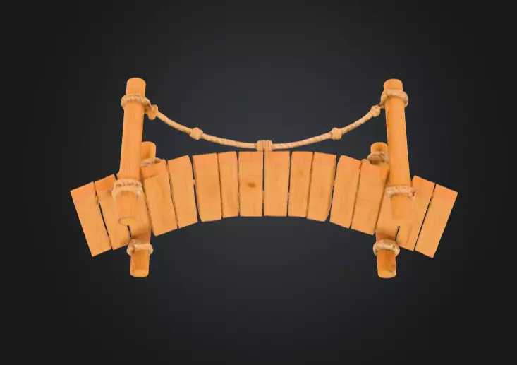 Cartoon Rope Wood Bridge Low-poly 3D model_9