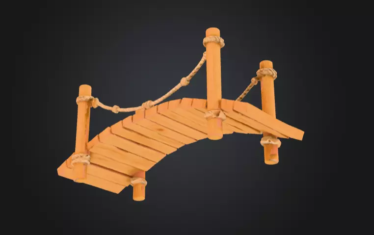 Cartoon Rope Wood Bridge Low-poly 3D model_10