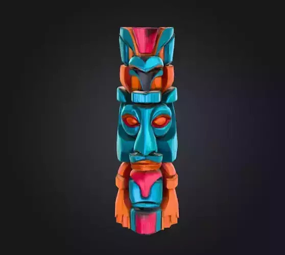 Carved Festival Totem is a vibrant stylized 3D prop Low-poly 3D model