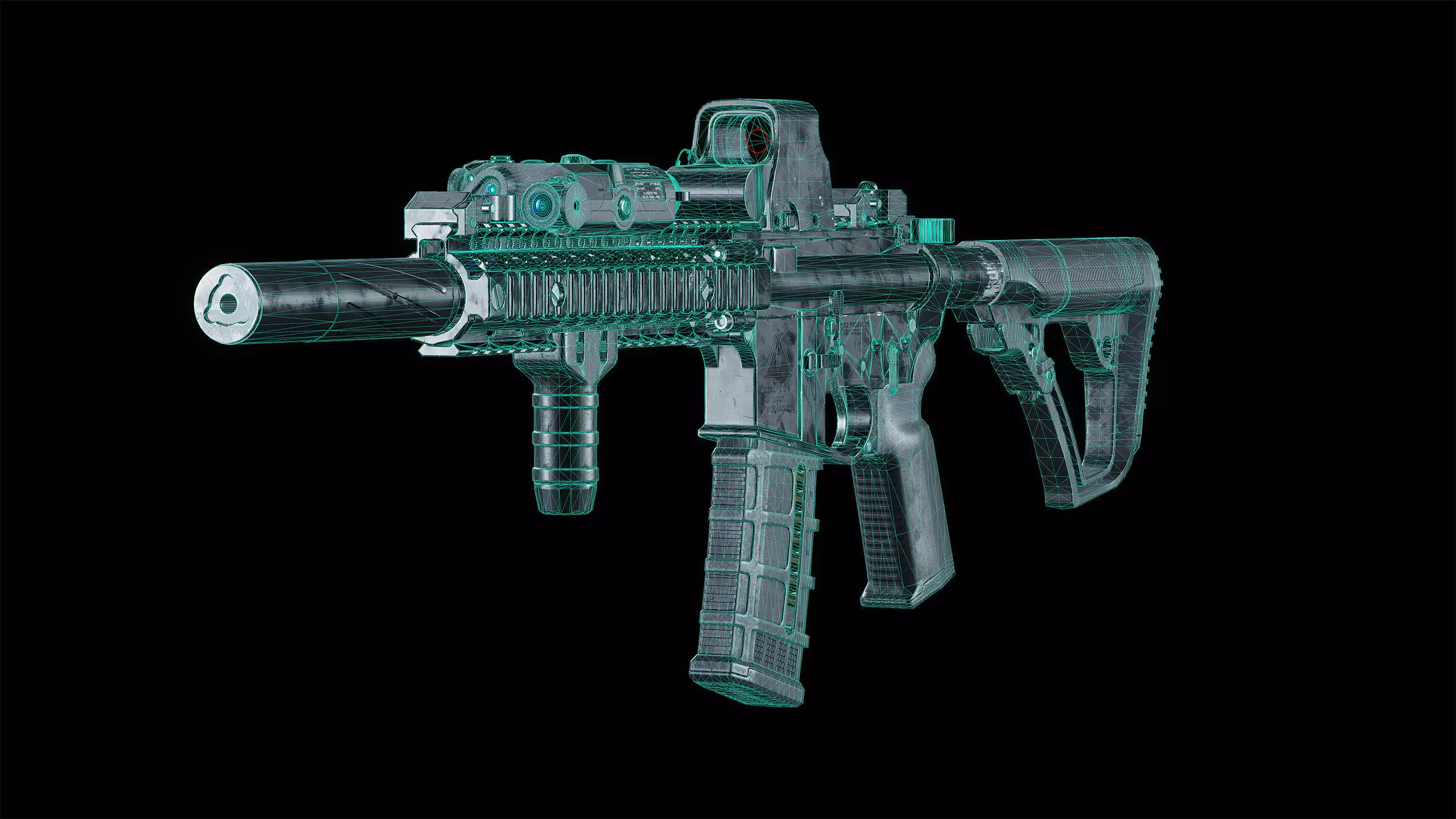 MK18 Assault Rifle Low-poly 3D model_15