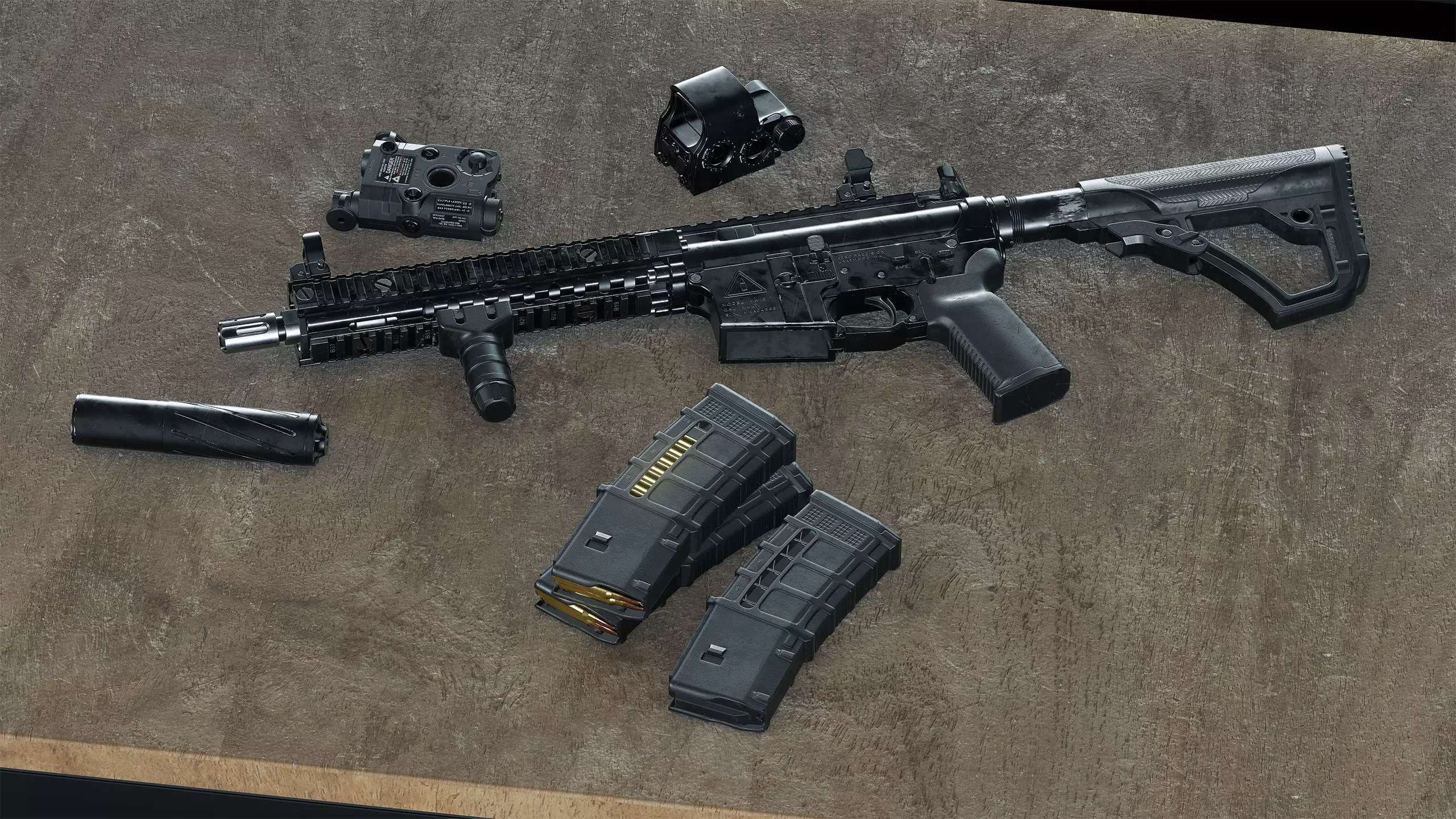 MK18 Assault Rifle Low-poly 3D model_11