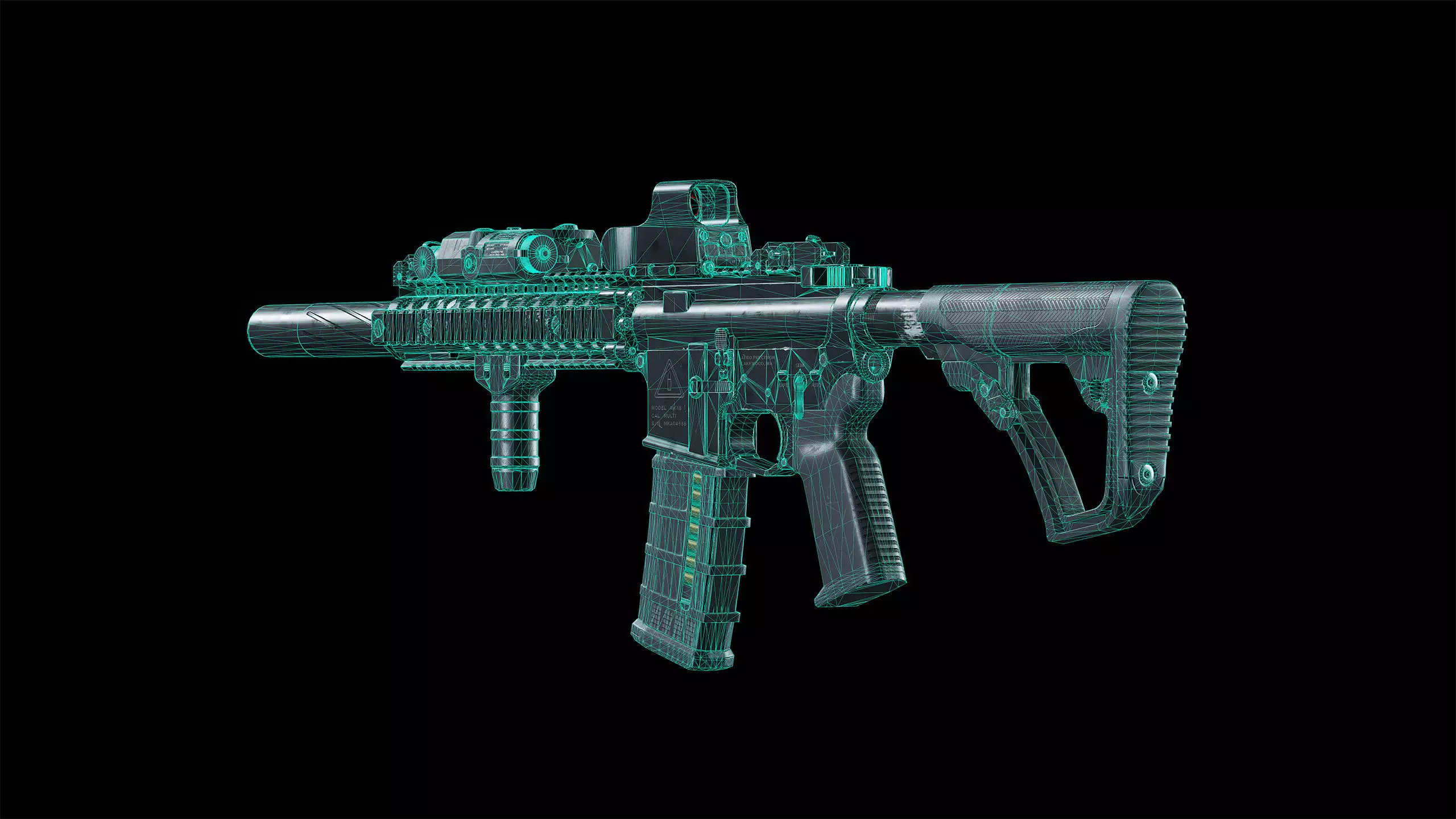 MK18 Assault Rifle Low-poly 3D model_14