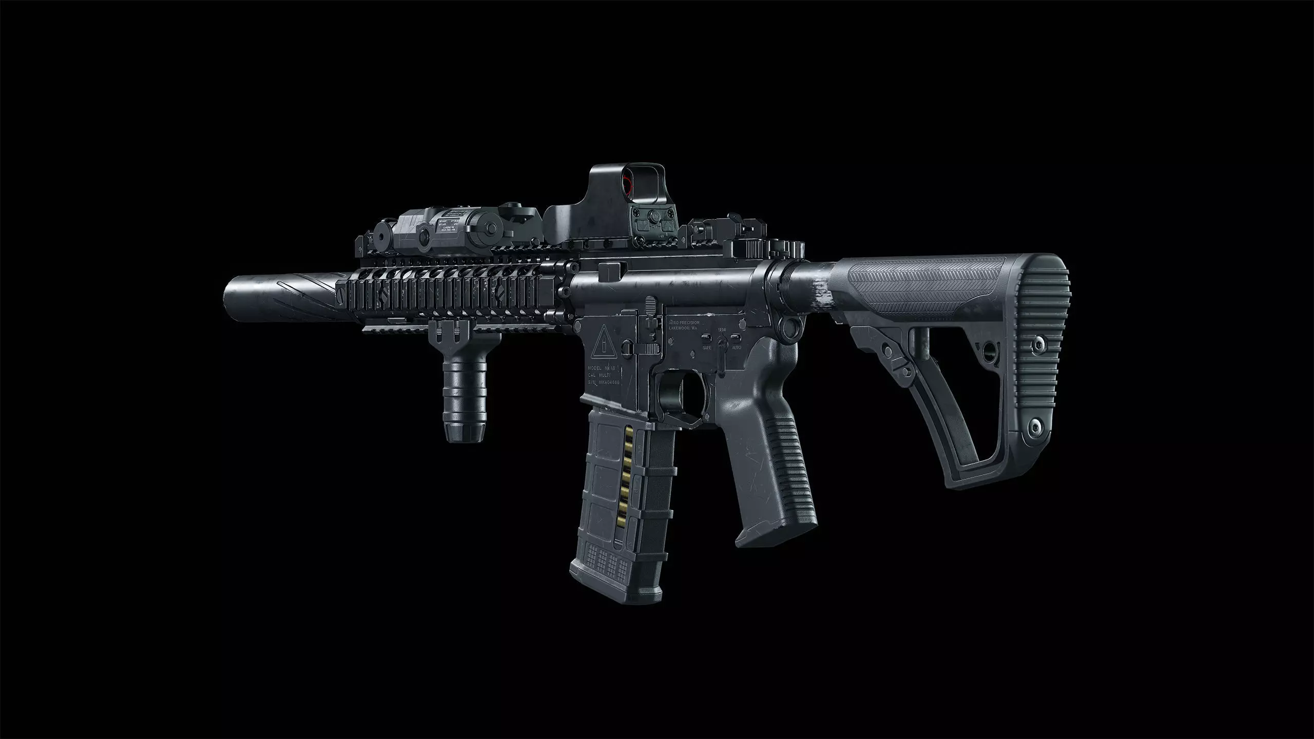 MK18 Assault Rifle Low-poly 3D model_5