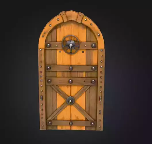 Medieval Wooden Door Low-poly 3D model
