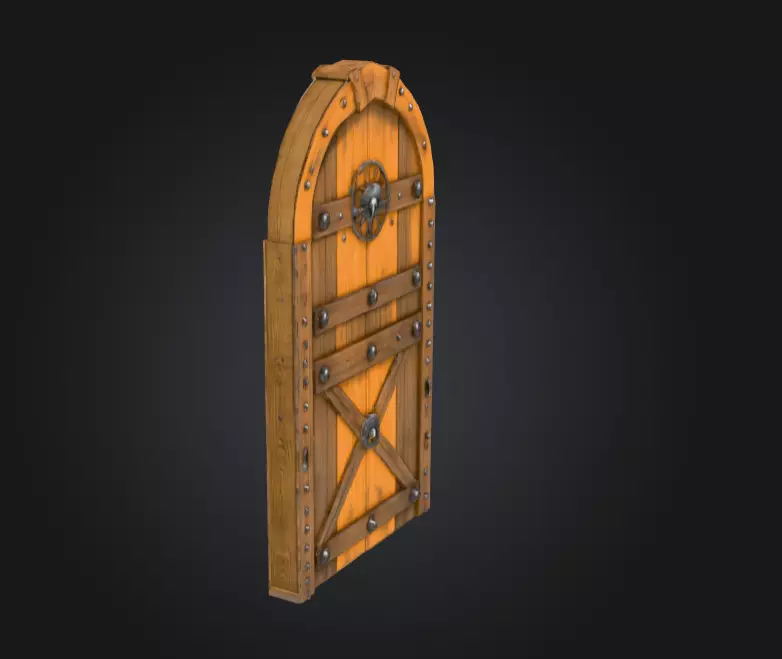 Medieval Wooden Door Low-poly 3D model_5