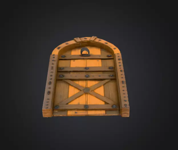 Medieval Wooden Door Low-poly 3D model_9