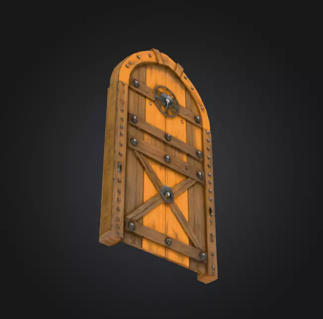 Medieval Wooden Door Low-poly 3D model_8