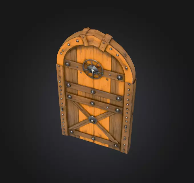 Medieval Wooden Door Low-poly 3D model_11