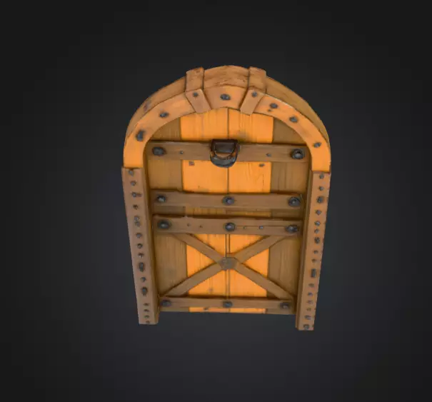 Medieval Wooden Door Low-poly 3D model_10