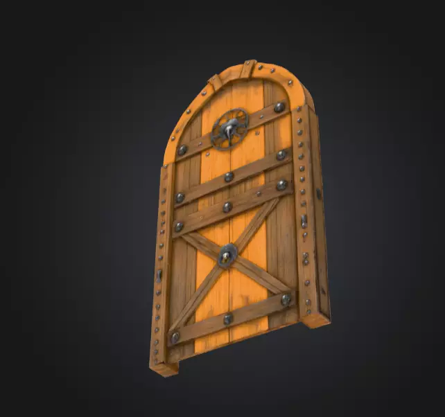 Medieval Wooden Door Low-poly 3D model_7