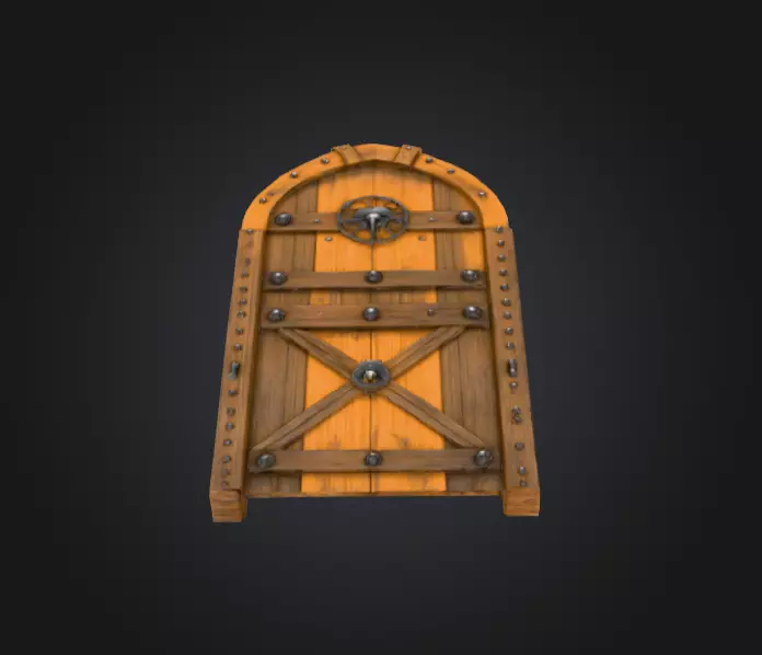 Medieval Wooden Door Low-poly 3D model_6