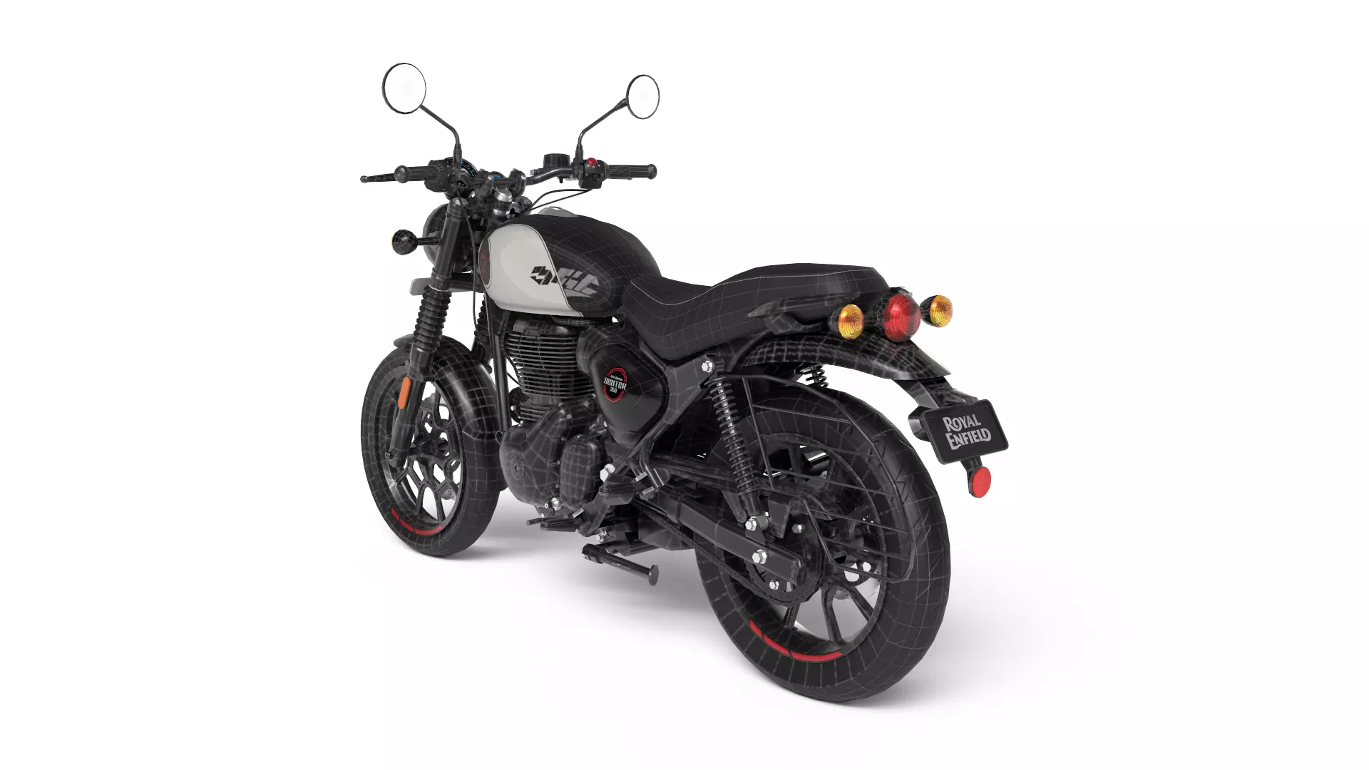Royal Enfield Hunter 350 Tokyo Black - Realistic 3D Model Low-poly 3D model_8
