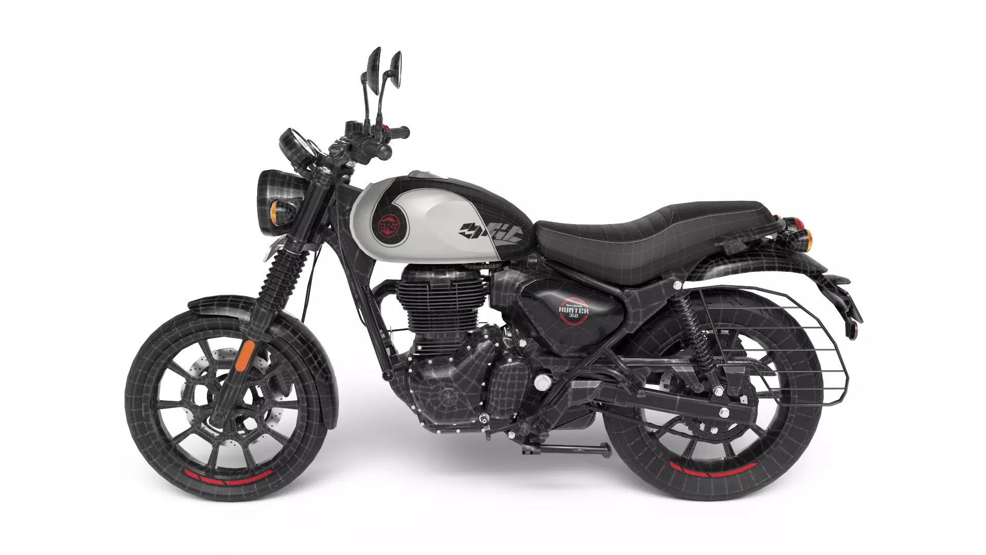 Royal Enfield Hunter 350 Tokyo Black - Realistic 3D Model Low-poly 3D model_7