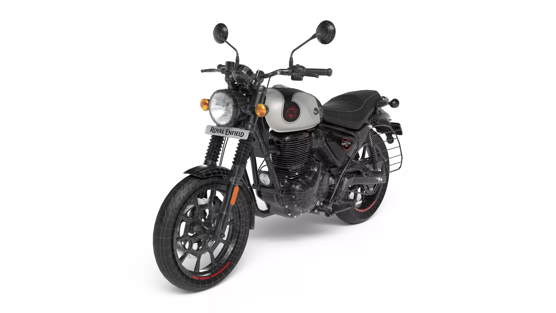 Royal Enfield Hunter 350 Tokyo Black - Realistic 3D Model Low-poly 3D model_6