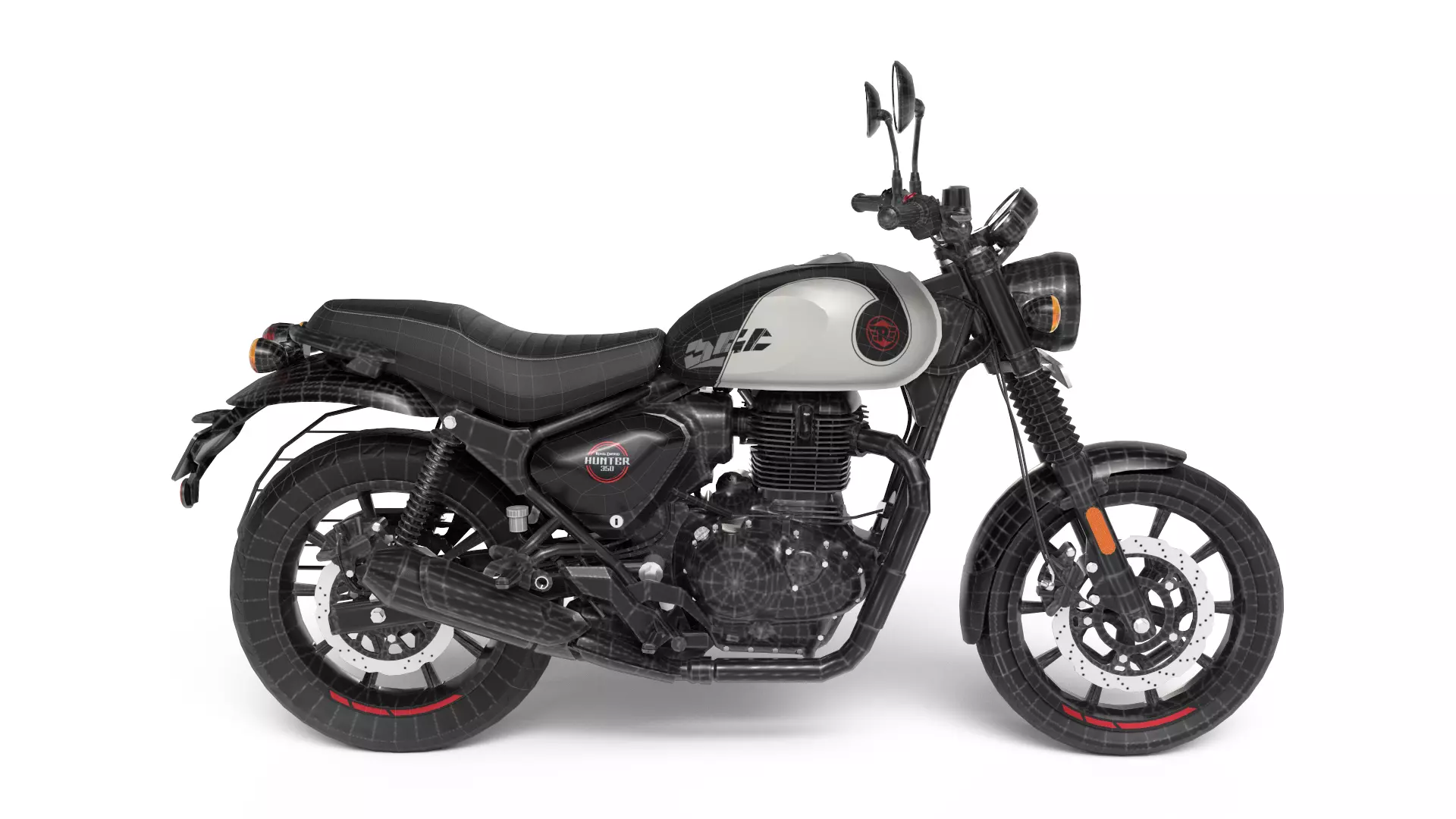 Royal Enfield Hunter 350 Tokyo Black - Realistic 3D Model Low-poly 3D model_10