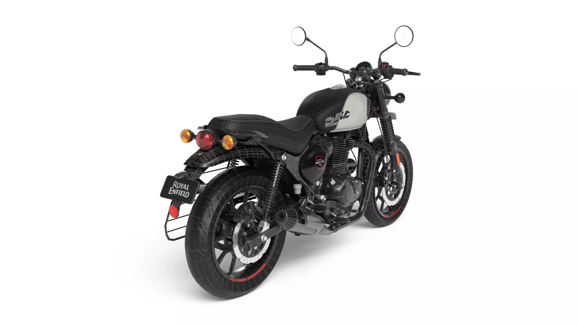 Royal Enfield Hunter 350 Tokyo Black - Realistic 3D Model Low-poly 3D model_9