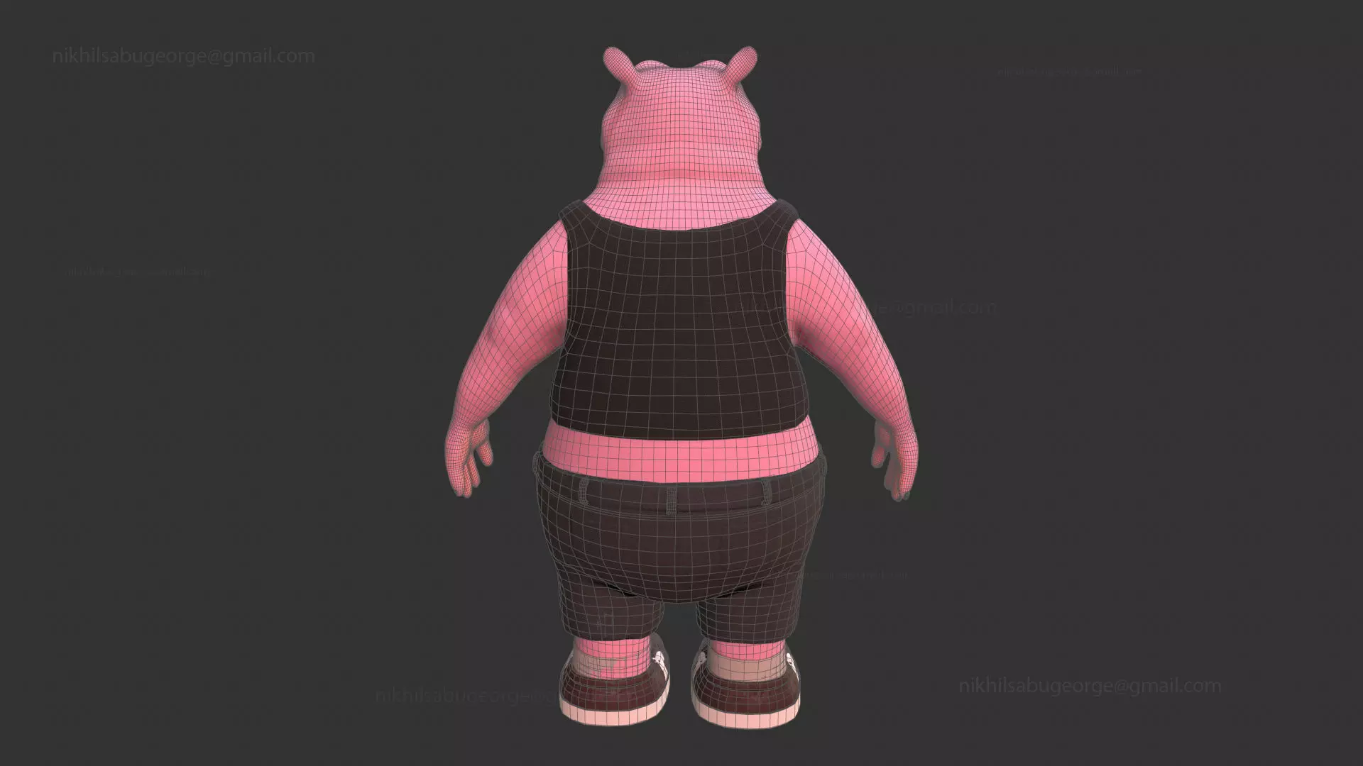 Hippo character Low-poly 3D model_5