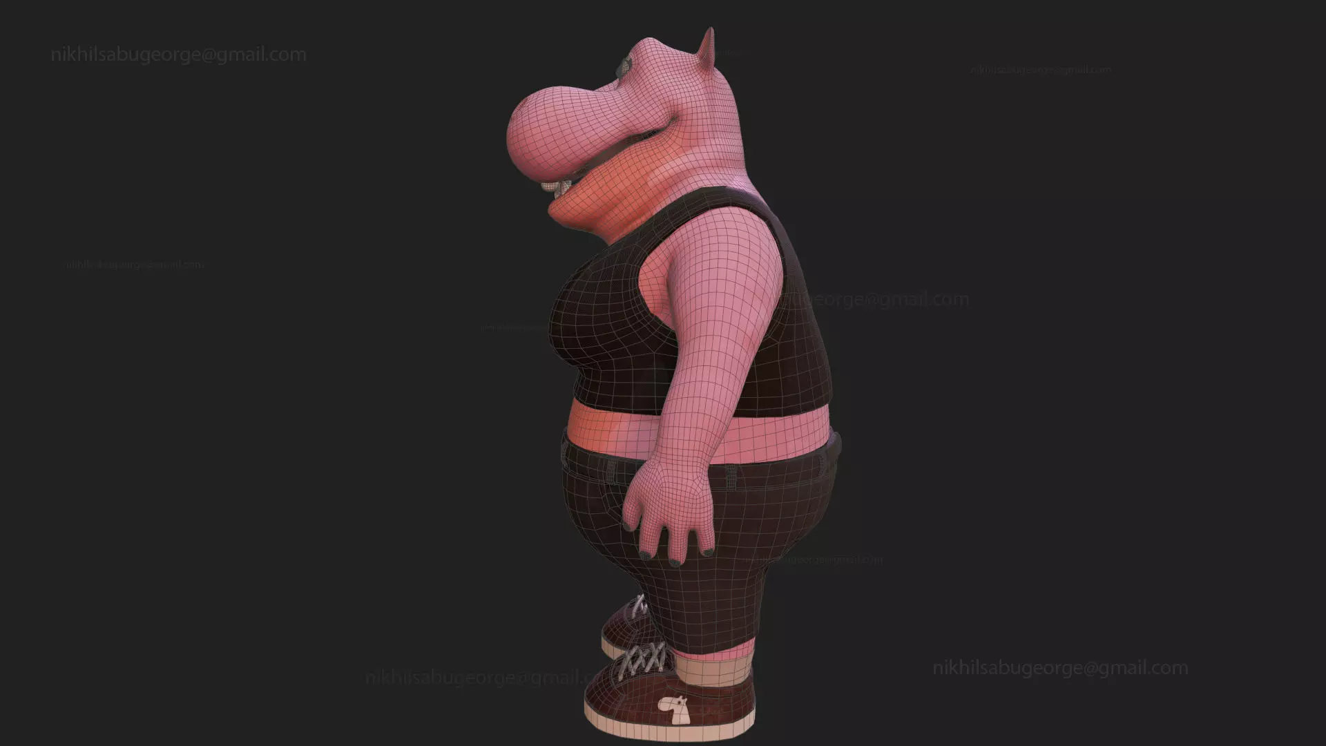 Hippo character Low-poly 3D model_6