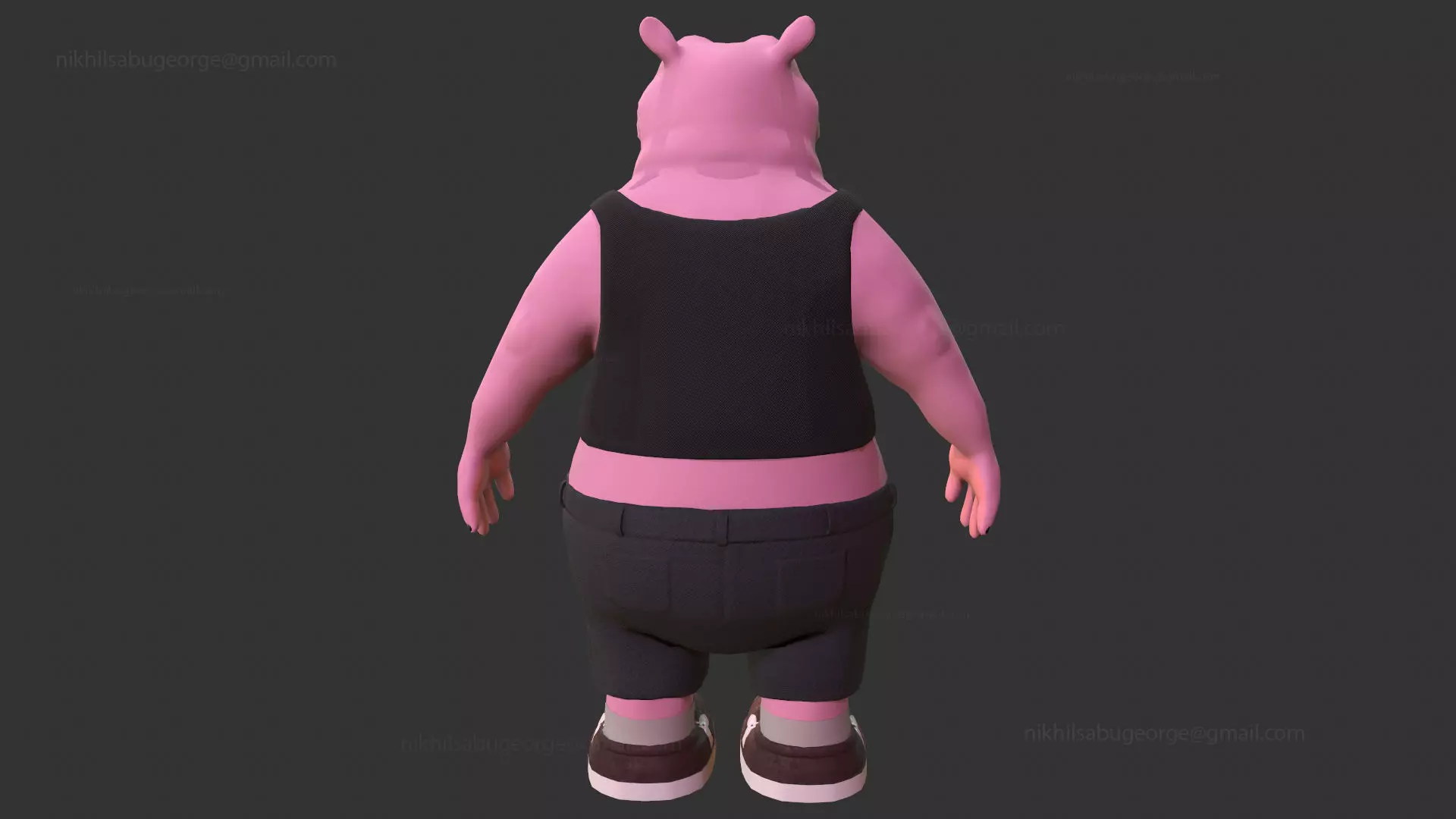 Hippo character Low-poly 3D model_3