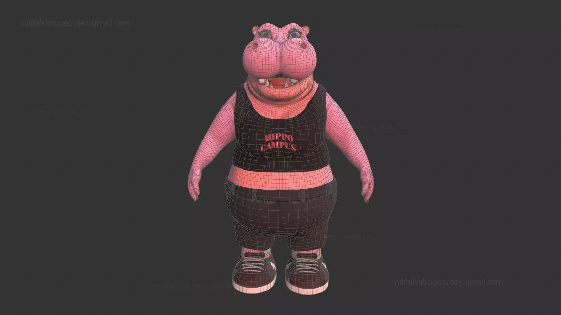 Hippo character Low-poly 3D model_4