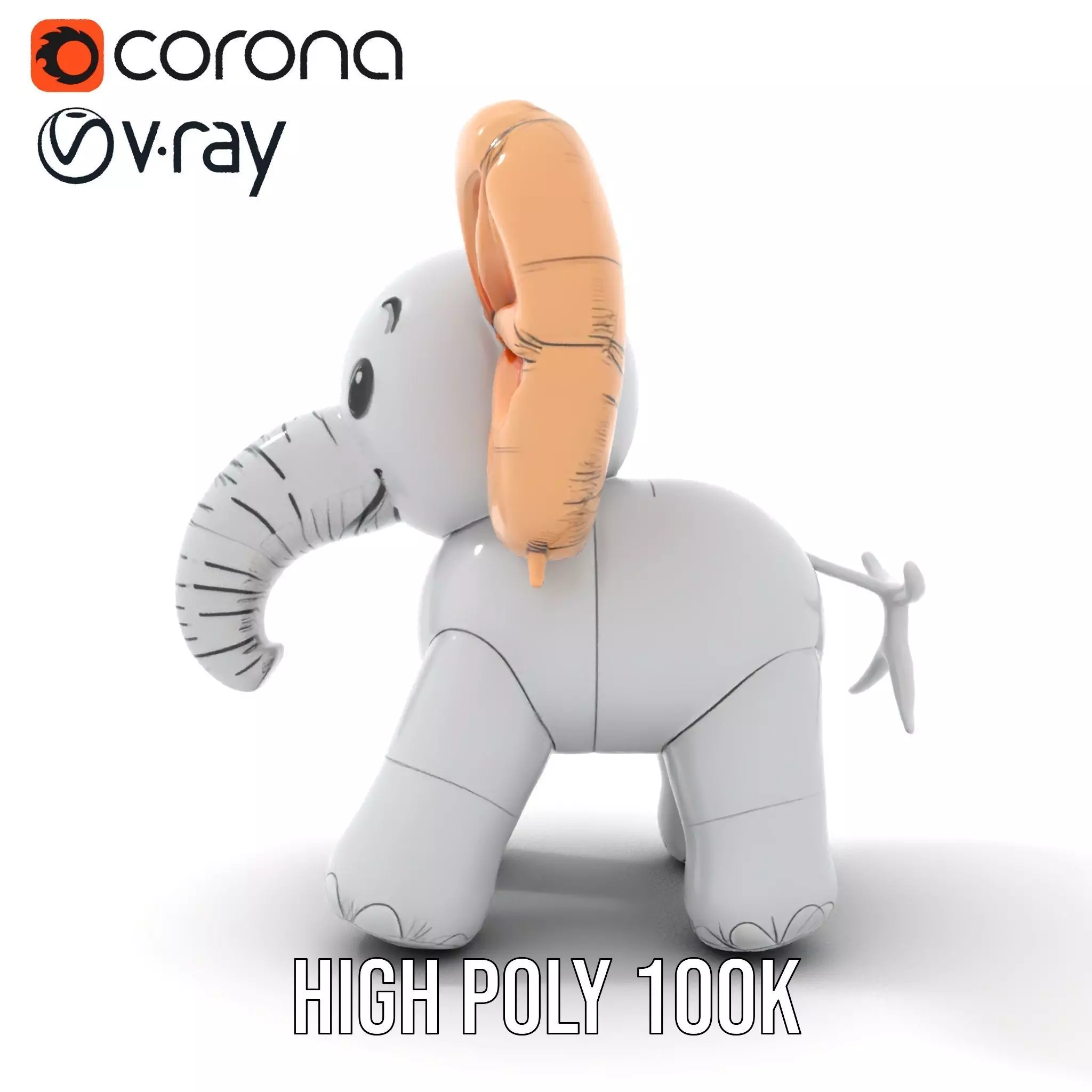 Balloon Elephant model pack Low-poly 3D model_26