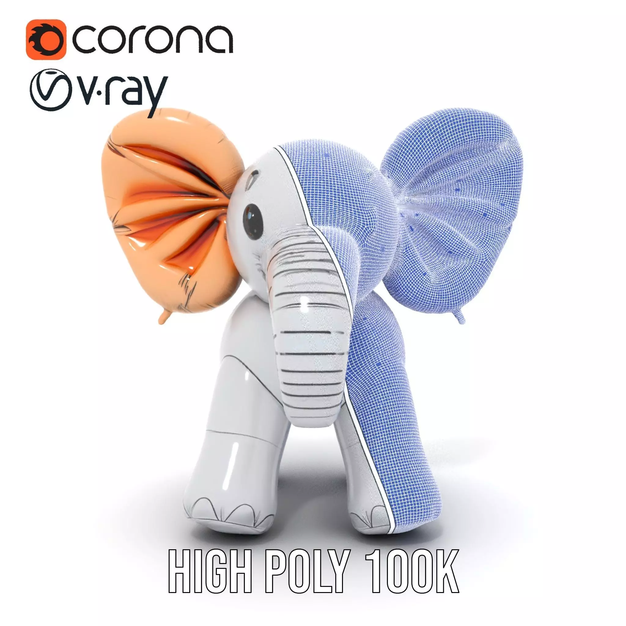 Balloon Elephant model pack Low-poly 3D model_35