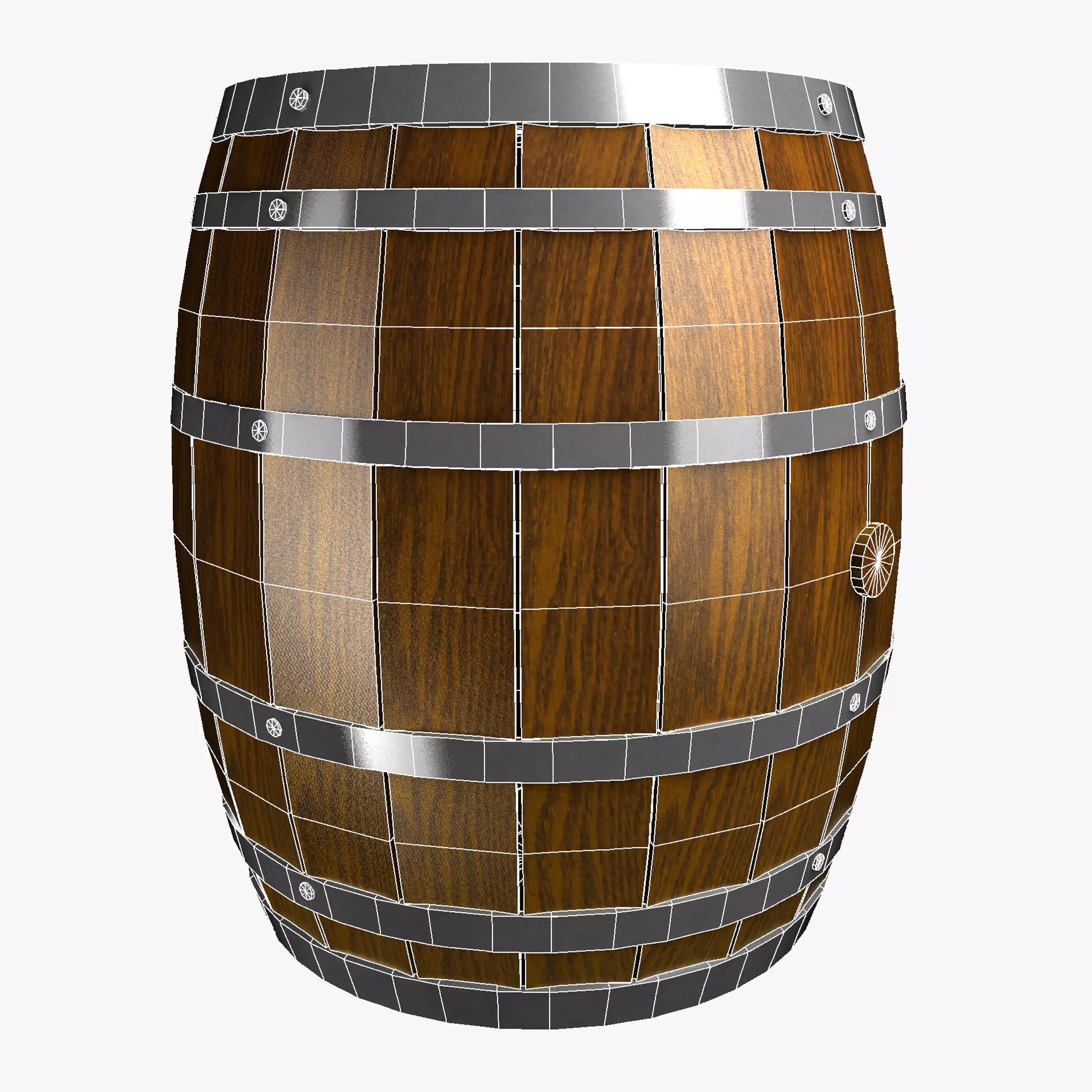Wine Barrel Low-poly 3D model_0