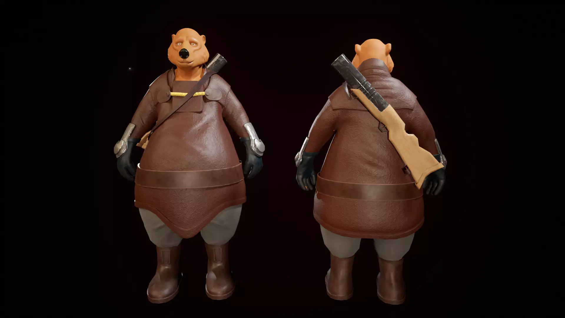 Bear Character Low-poly 3D model_2