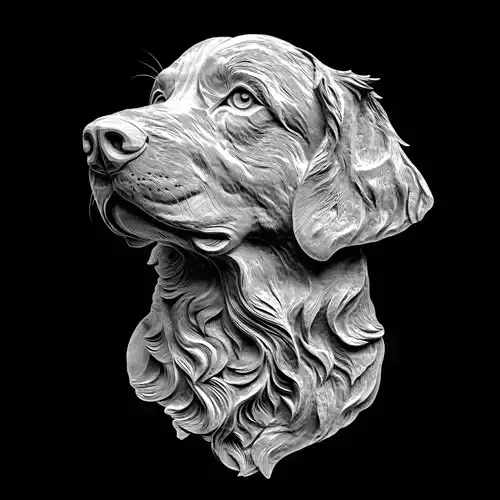 Detailed Dog Portrait Sculpture