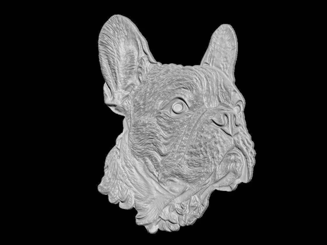 French Bulldog Portrait Sculpture 3D print model_2