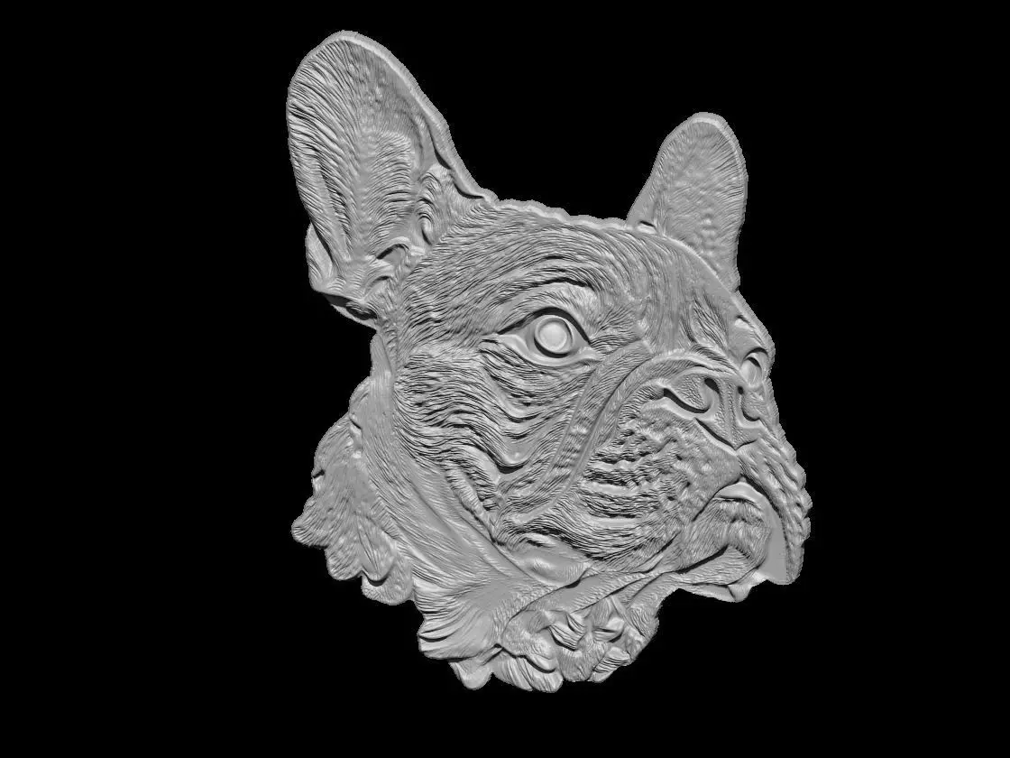 French Bulldog Portrait Sculpture 3D print model_5