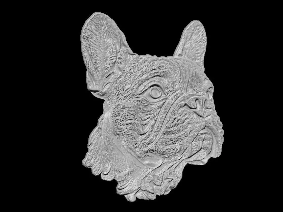 French Bulldog Portrait Sculpture 3D print model_3