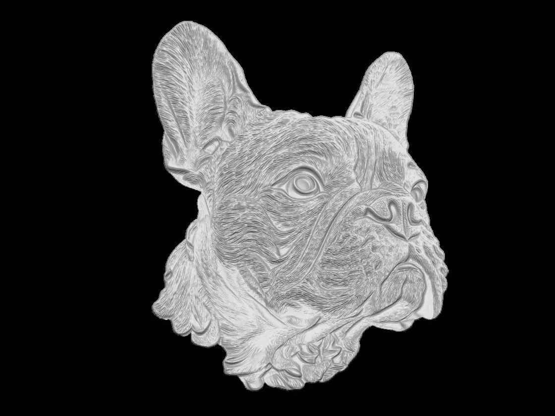 French Bulldog Portrait Sculpture 3D print model_4