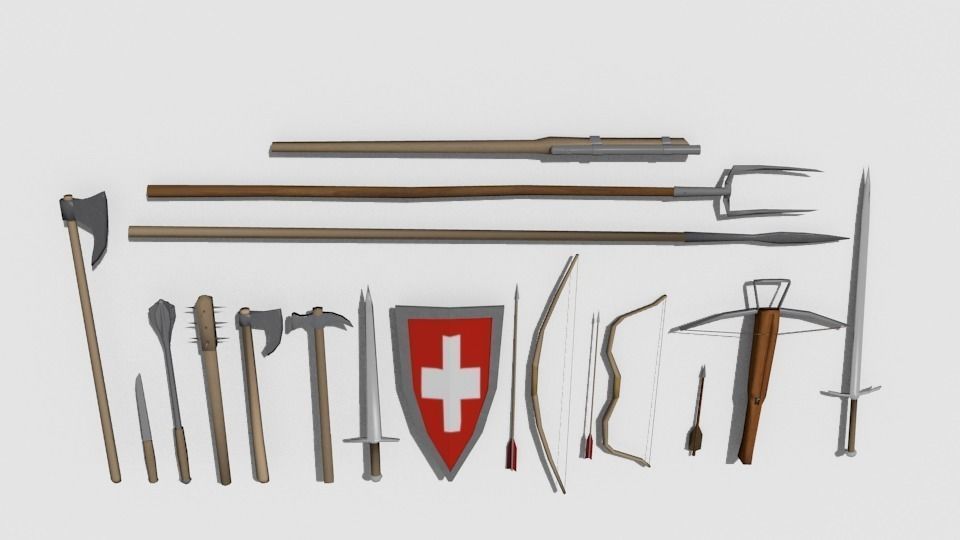 Medieval weapon pack Free low-poly 3D model_4
