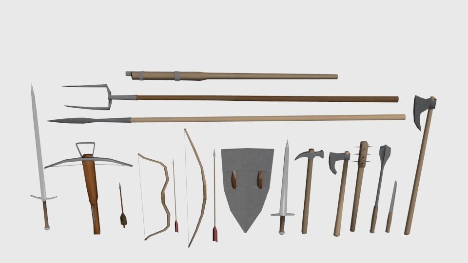 Medieval weapon pack Free low-poly 3D model_3