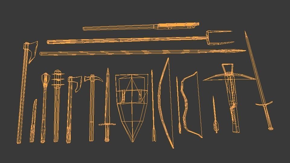 Medieval weapon pack Free low-poly 3D model_8